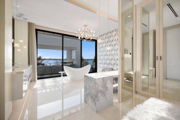 Bathroom, Dual Sink Vanities, Interior, Pendant Lights