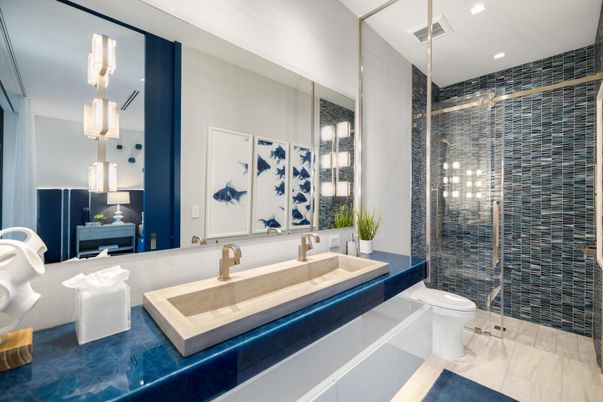 Bedroom, Interior, Recessed Lighting, Water, Wood Texture Flooring