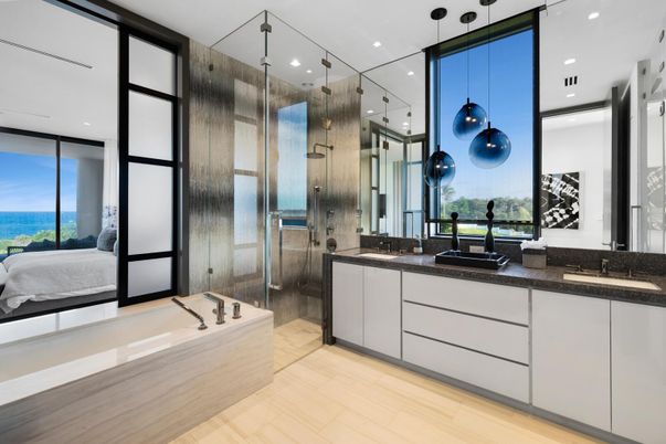 Bedroom, Interior, Pendant Lights, Recessed Lighting, Wood Texture Flooring