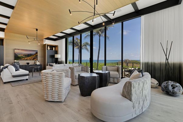 Interior, Living room, Pendant Lights, Recessed Lighting, Wood Texture Flooring