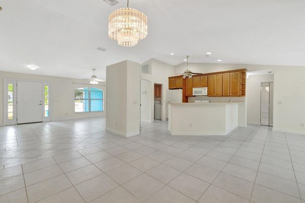 Chandelier, Empty room, Interior, Kitchen, Recessed Lighting