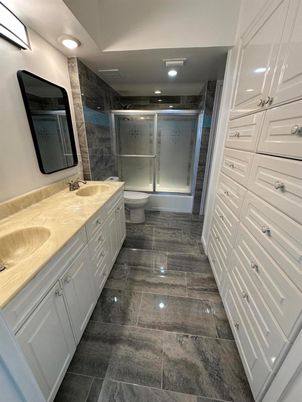 Bathroom, Dual Sink Vanities, Glass Shower, Interior, Recessed Lighting