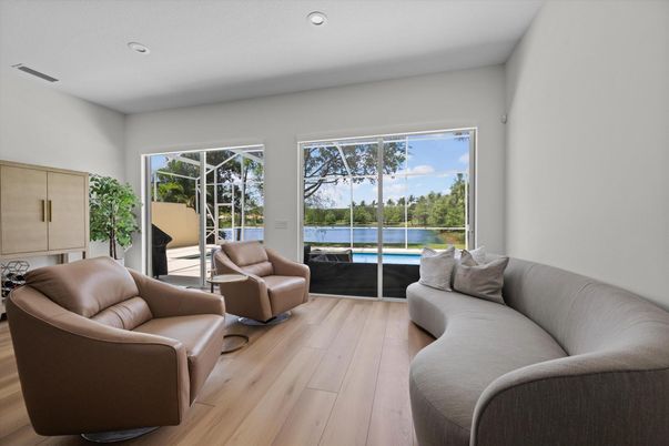Interior, Living room, Recessed Lighting, Water, Wood Texture Flooring