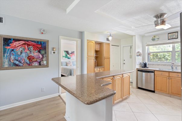 Interior, Kitchen, Stainless Steel Appliances, Wood Texture Flooring