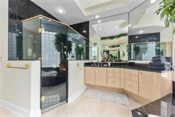 Bathroom, Dual Sink Vanities, Glass Shower, Interior, Recessed Lighting