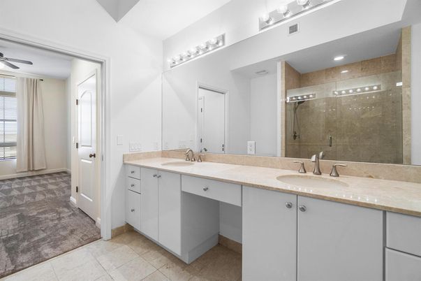Bathroom, Dual Sink Vanities, Glass Shower, Interior, Recessed Lighting