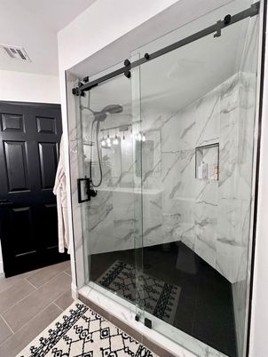 Bathroom, Glass Shower, Interior, Marble Walls