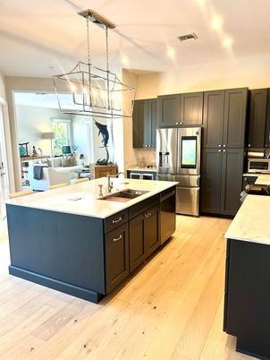 Interior, Kitchen, Living room, Pendant Lights, Recessed Lighting, Stainless Steel Appliances, Wood Texture Flooring