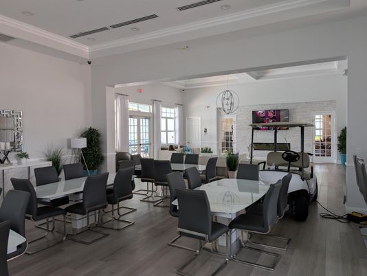 Dining room, Interior, Recessed Lighting, Stone Walls, Wood Texture Flooring