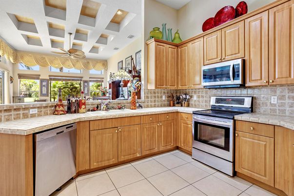 Interior, Kitchen, Stainless Steel Appliances, Tile Countertops