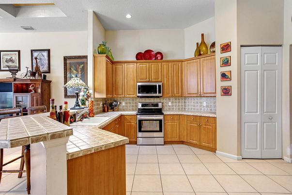 Interior, Kitchen, Recessed Lighting, Tile Countertops