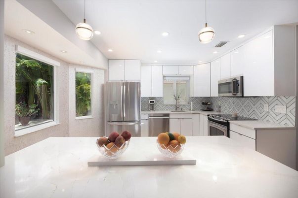 Interior, Kitchen, Pendant Lights, Recessed Lighting, Stainless Steel Appliances