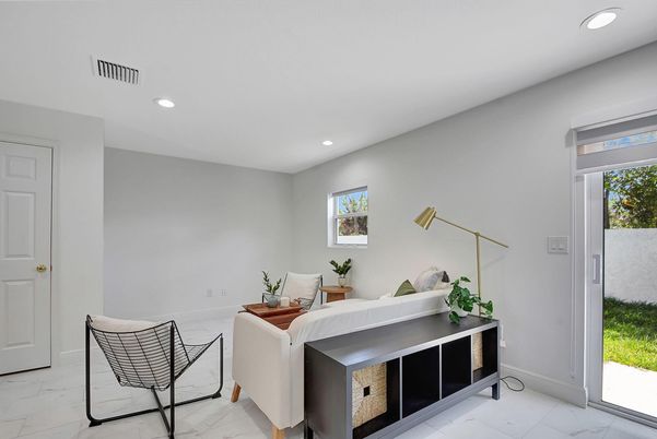Bedroom, Interior, Marble, Recessed Lighting