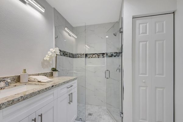 Bathroom, Glass Shower, Interior, Marble, Marble Walls