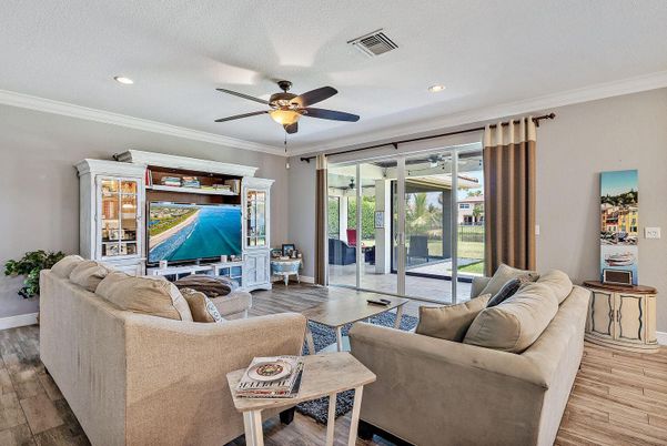 Interior, Living room, Recessed Lighting, Wood Texture Flooring