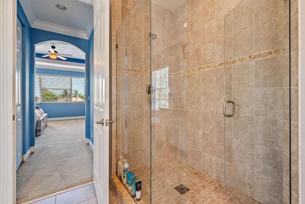 Bathroom, Glass Shower, Interior, Recessed Lighting