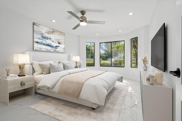Bedroom, Interior, Marble, Recessed Lighting