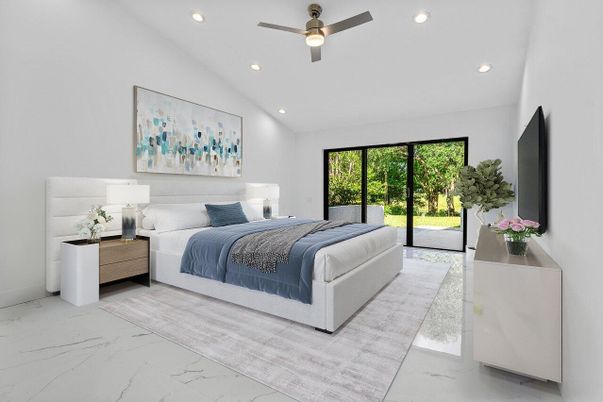 Bedroom, Interior, Marble, Recessed Lighting