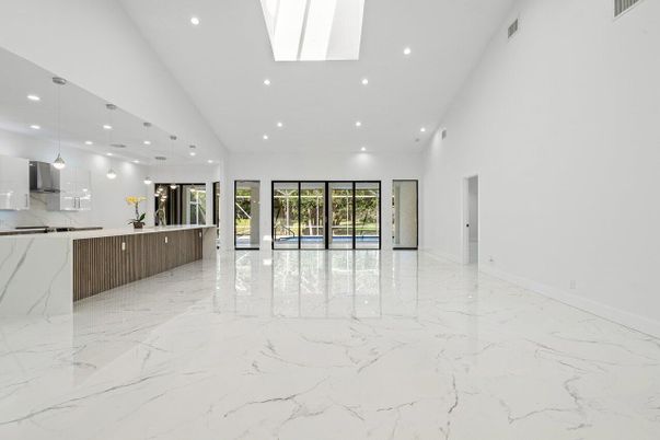 Interior, Kitchen, Marble, Pendant Lights, Recessed Lighting