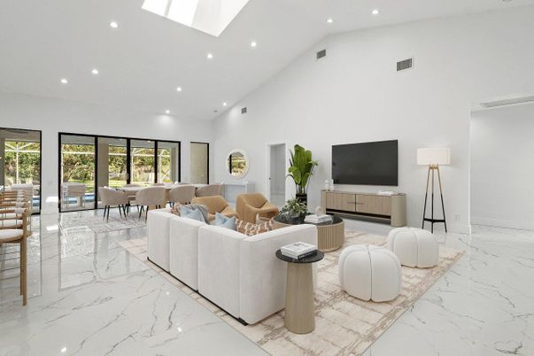Dining room, Interior, Living room, Marble, Recessed Lighting