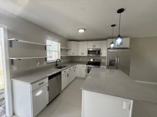 Interior, Kitchen, Pendant Lights, Stainless Steel Appliances