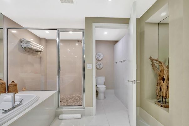 Bathroom, Glass Shower, Interior, Recessed Lighting
