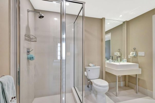 Bathroom, Glass Shower, Interior, Recessed Lighting
