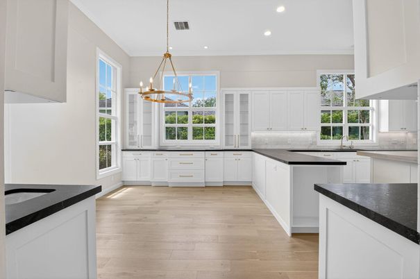 Interior, Kitchen, Pendant Lights, Recessed Lighting, Wood Texture Flooring
