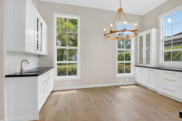 Interior, Kitchen, Pendant Lights, Wood Texture Flooring