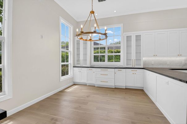 Chandelier, Interior, Kitchen, Pendant Lights, Recessed Lighting, Wood Texture Flooring