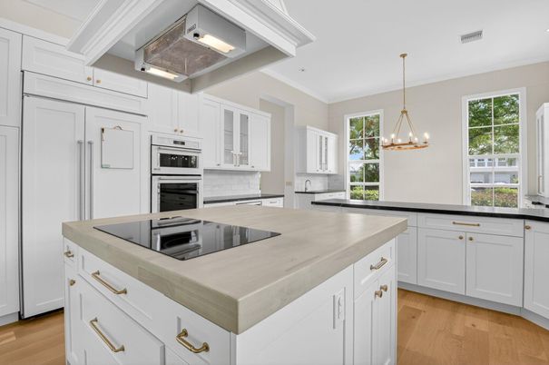 Interior, Kitchen, Pendant Lights, Stainless Steel Appliances, Wood Texture Flooring