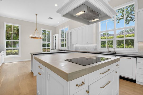 Chandelier, Interior, Kitchen, Pendant Lights, Recessed Lighting, Wood Texture Flooring