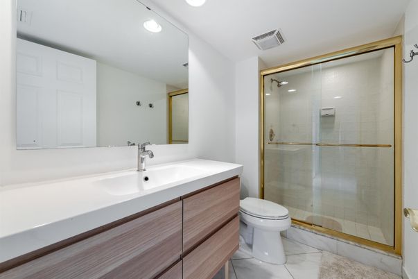 Bathroom, Glass Shower, Interior, Marble, Recessed Lighting