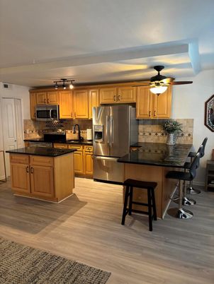 Interior, Kitchen, Stainless Steel Appliances, Wood Texture Flooring