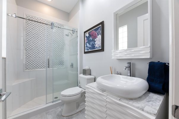 Bathroom, Glass Shower, Interior, Recessed Lighting