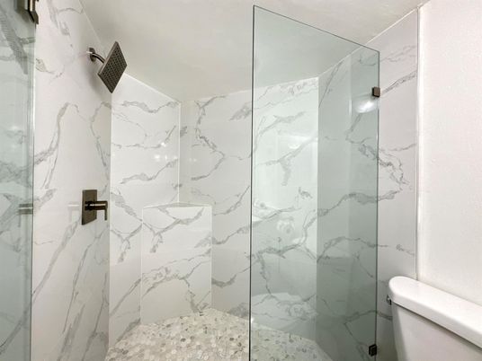 Bathroom, Glass Shower, Interior, Marble Walls