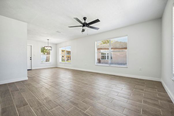 Empty room, Interior, Pendant Lights, Wood Texture Flooring