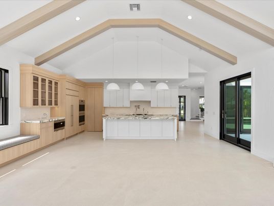 Interior, Kitchen, Pendant Lights, Recessed Lighting, Wooden Beams