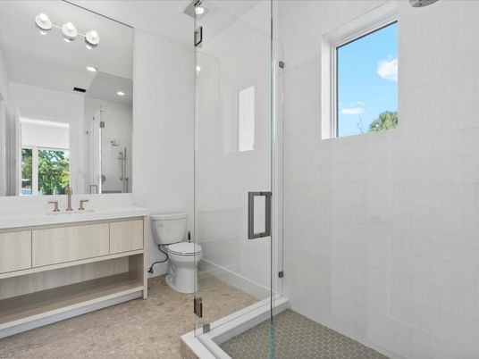 Bathroom, Glass Shower, Interior, Recessed Lighting