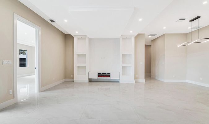 Empty room, Interior, Marble, Recessed Lighting