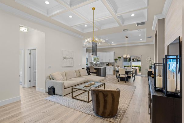Dining room, Interior, Kitchen, Living room, Pendant Lights, Recessed Lighting, Wood Texture Flooring