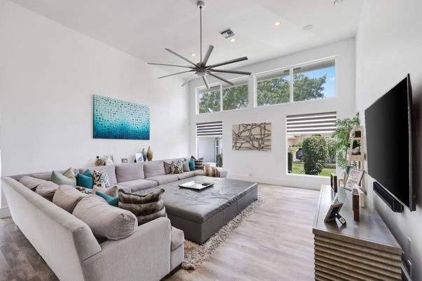 Interior, Living room, Recessed Lighting, Wood Texture Flooring