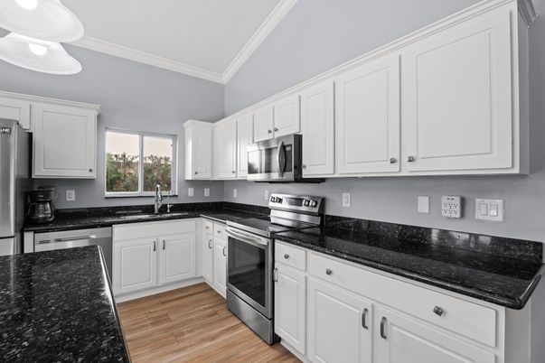 Interior, Kitchen, Stainless Steel Appliances, Wood Texture Flooring