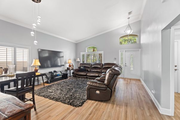 Dining room, Interior, Living room, Pendant Lights, Wood Texture Flooring