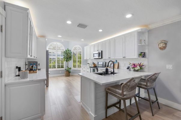 Interior, Kitchen, Recessed Lighting, Wood Texture Flooring