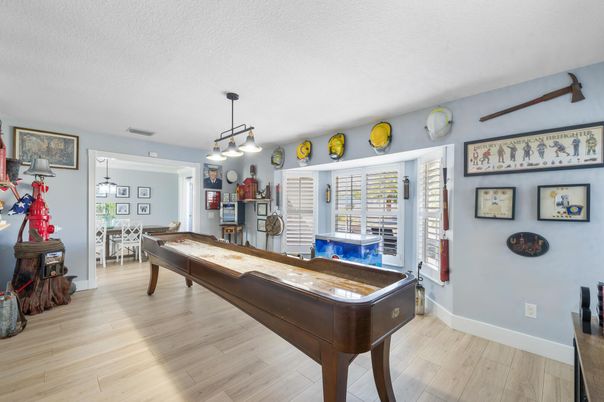 Game Room, Interior, Pendant Lights, Wood Texture Flooring