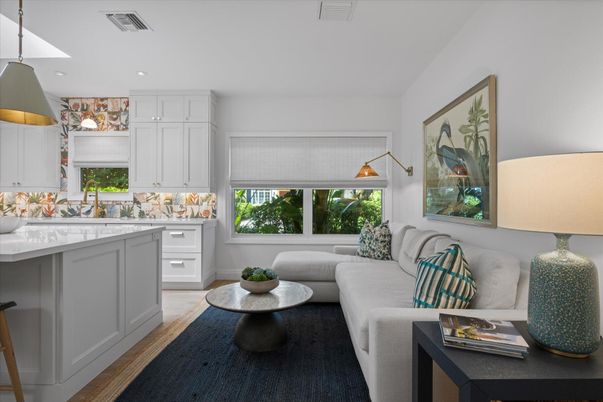 Interior, Kitchen, Living room, Recessed Lighting, Wood Texture Flooring