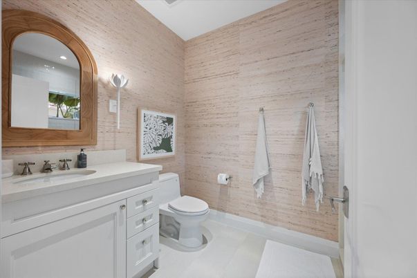 Bathroom, Interior, Recessed Lighting, Wooden Walls
