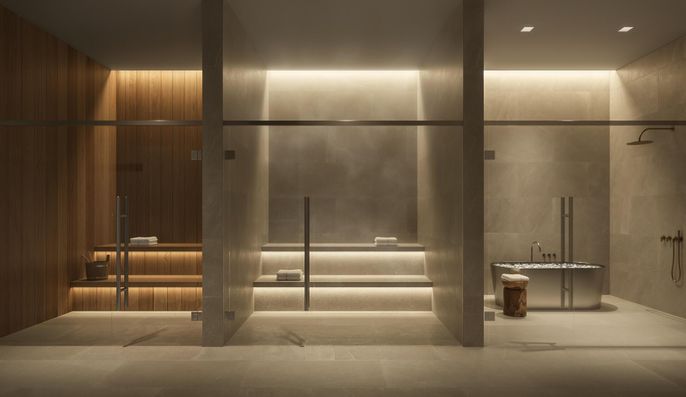 Bathroom, Interior, Recessed Lighting
