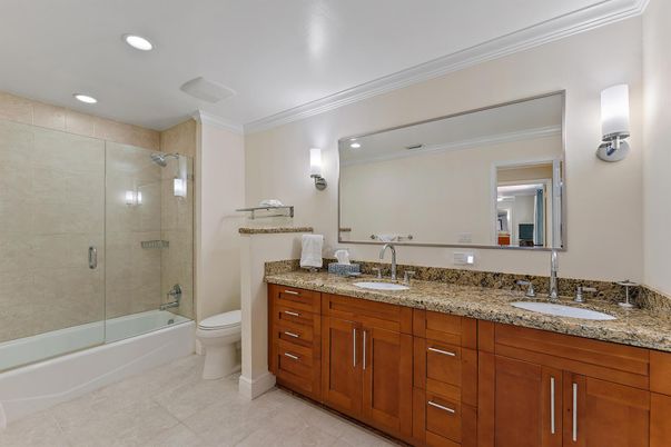 Bathroom, Dual Sink Vanities, Glass Shower, Interior, Recessed Lighting